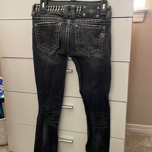 Super cute black miss me with embellished studs and gems